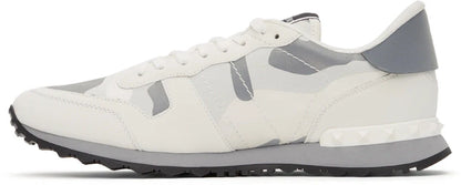Men's Valentino Camo Rock Runners White & Silver Sneakers