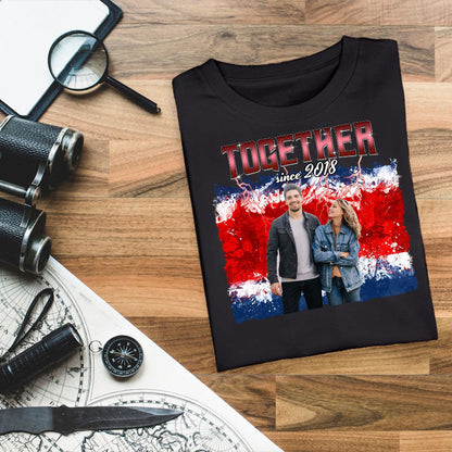 Custom Photo Personalized T Shirt - Together Since Hip Hop Retro Style - Birthday, Anniversary Gift For Couple