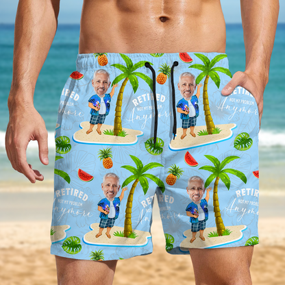 Custom Face All Over Print Beach Short Personalized Retirement Gift for Dad