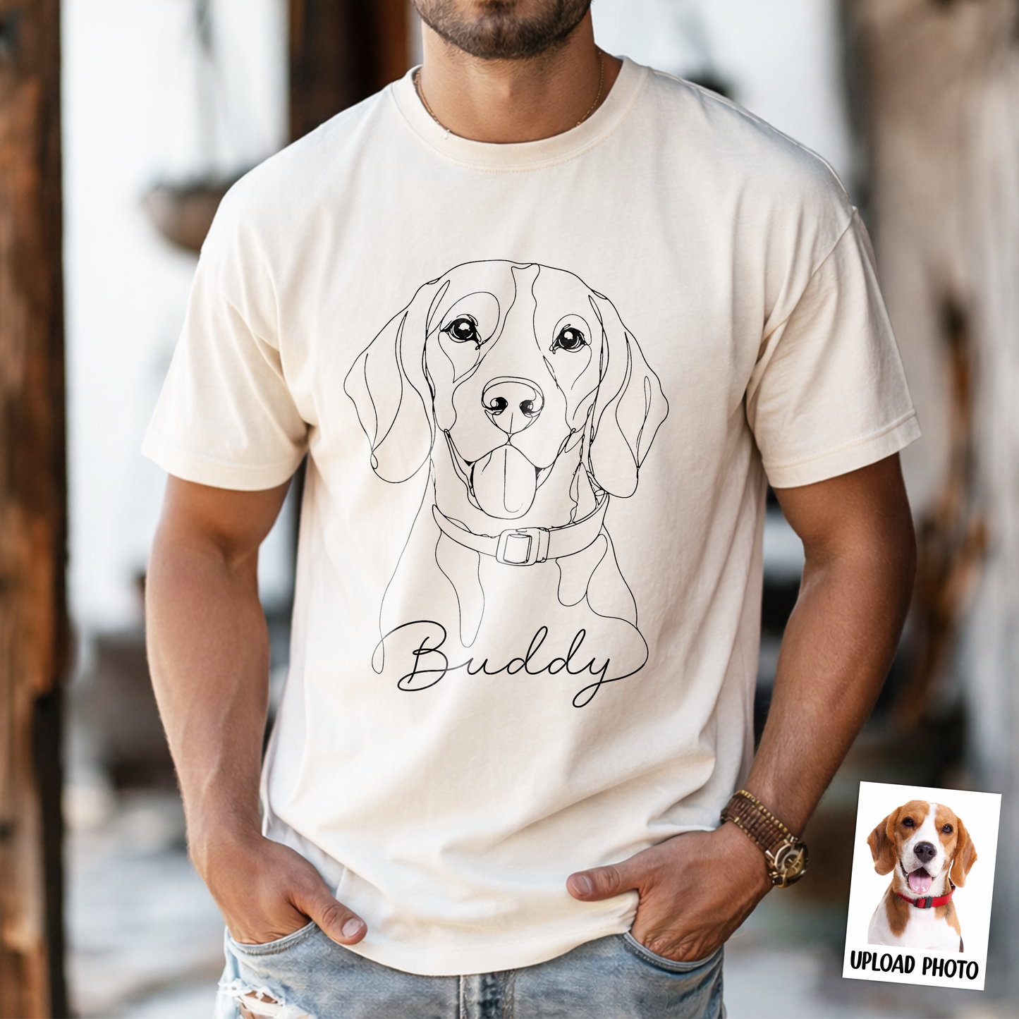Custom Dog Cat Photo Portrait Line Art Shirt - Personalized Pet Lover Gift