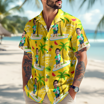 Custom Face All Over Print Hawaiian Shirt Personalized Retirement Gift for Dad