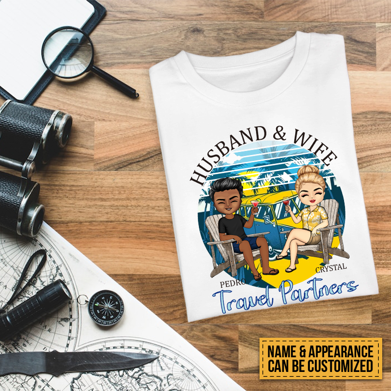 Husband And Wife Travel Partners For Life - Beach Couple T-shirt - Gift For Couples
