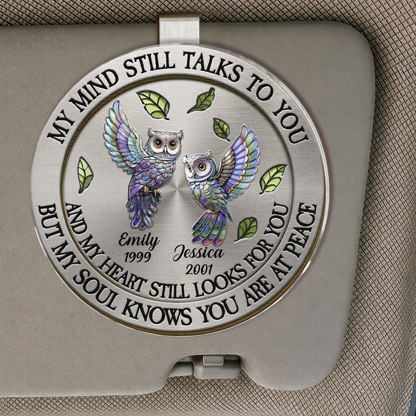 Memorial My Mind Still Talk To You - Personalized Car Visor Clip - Meaningful Gift For Family Members, Mom, Dad