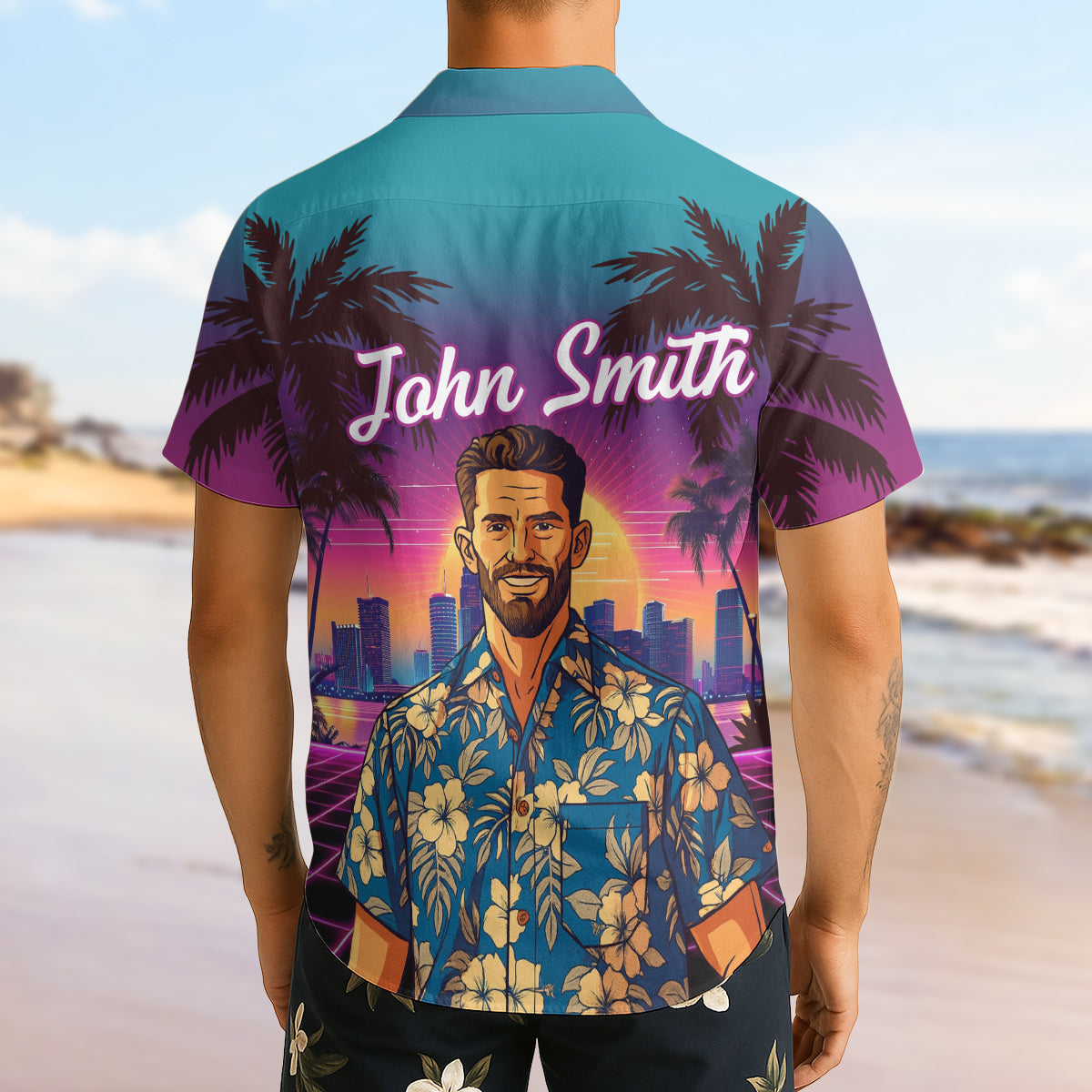 Custom Photo Sunset Pop - Personalized Customized Hawaiian shirt