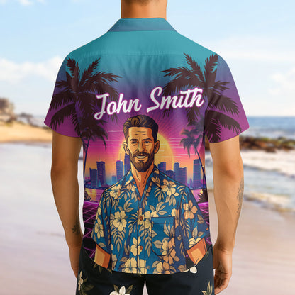 Custom Photo Sunset Pop - Personalized Customized Hawaiian shirt