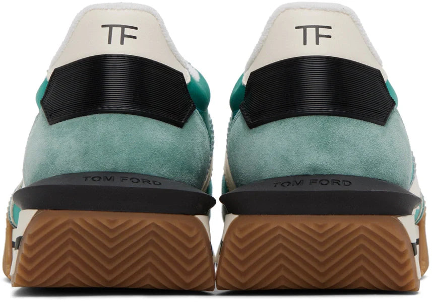 Men's Tom Ford James Mixed Media Low Top Green Sneakers