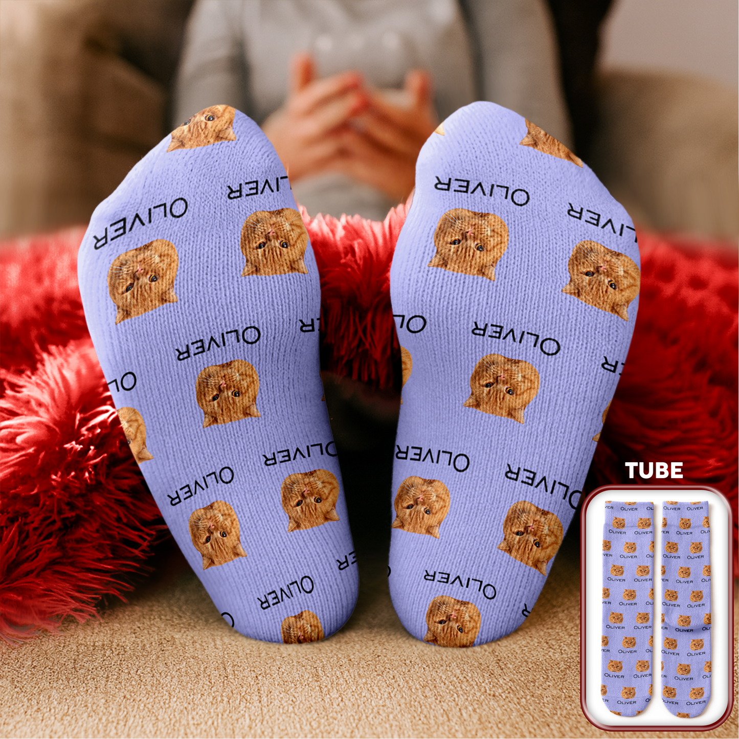 Custom Pet Portrait Socks ? Personalized Dog/Cat/Person Photo & Name Gift