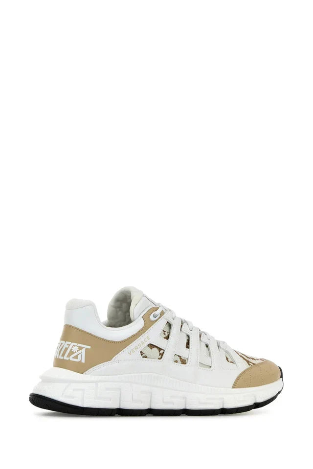 Men's Versace Men's Trigreca Lace Up Barocco Print White Sneakers