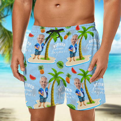 Custom Face All Over Print Beach Short Personalized Retirement Gift for Dad