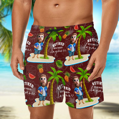 Custom Face All Over Print Beach Short Personalized Retirement Gift for Dad