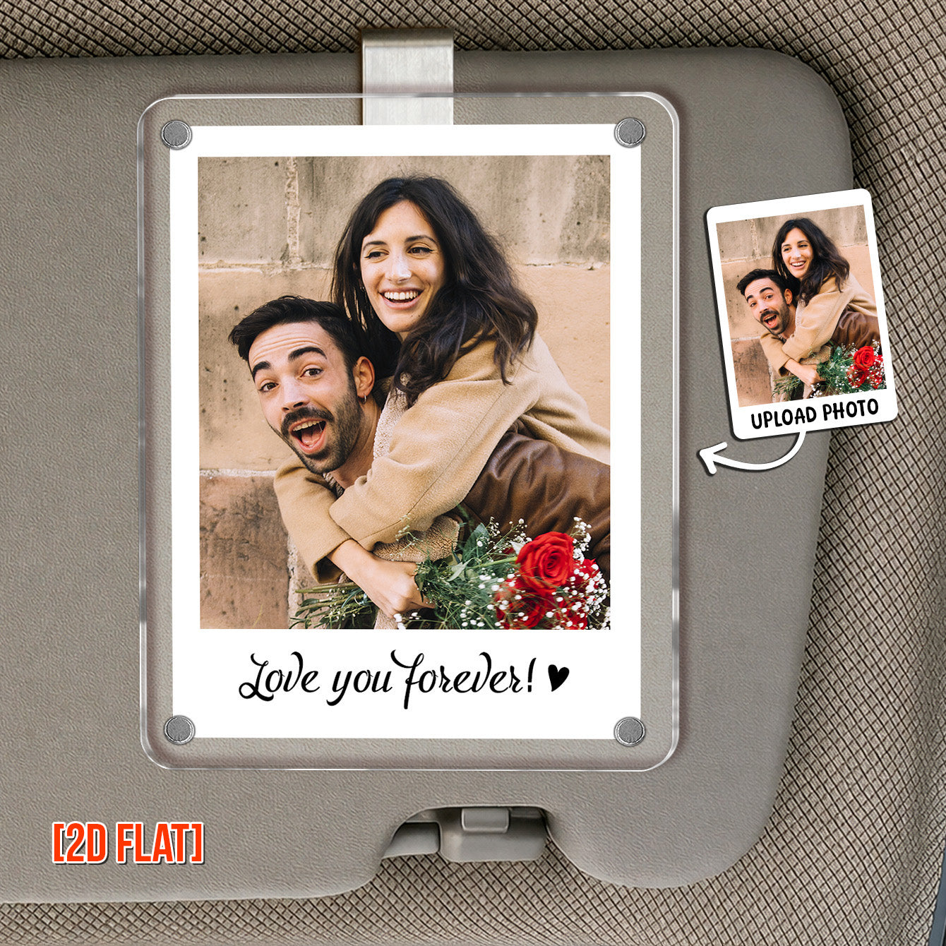 Custom Photo Love I Love You Forever - Personalized Car Visor Clip - Special Gift For Couple, Him, Her