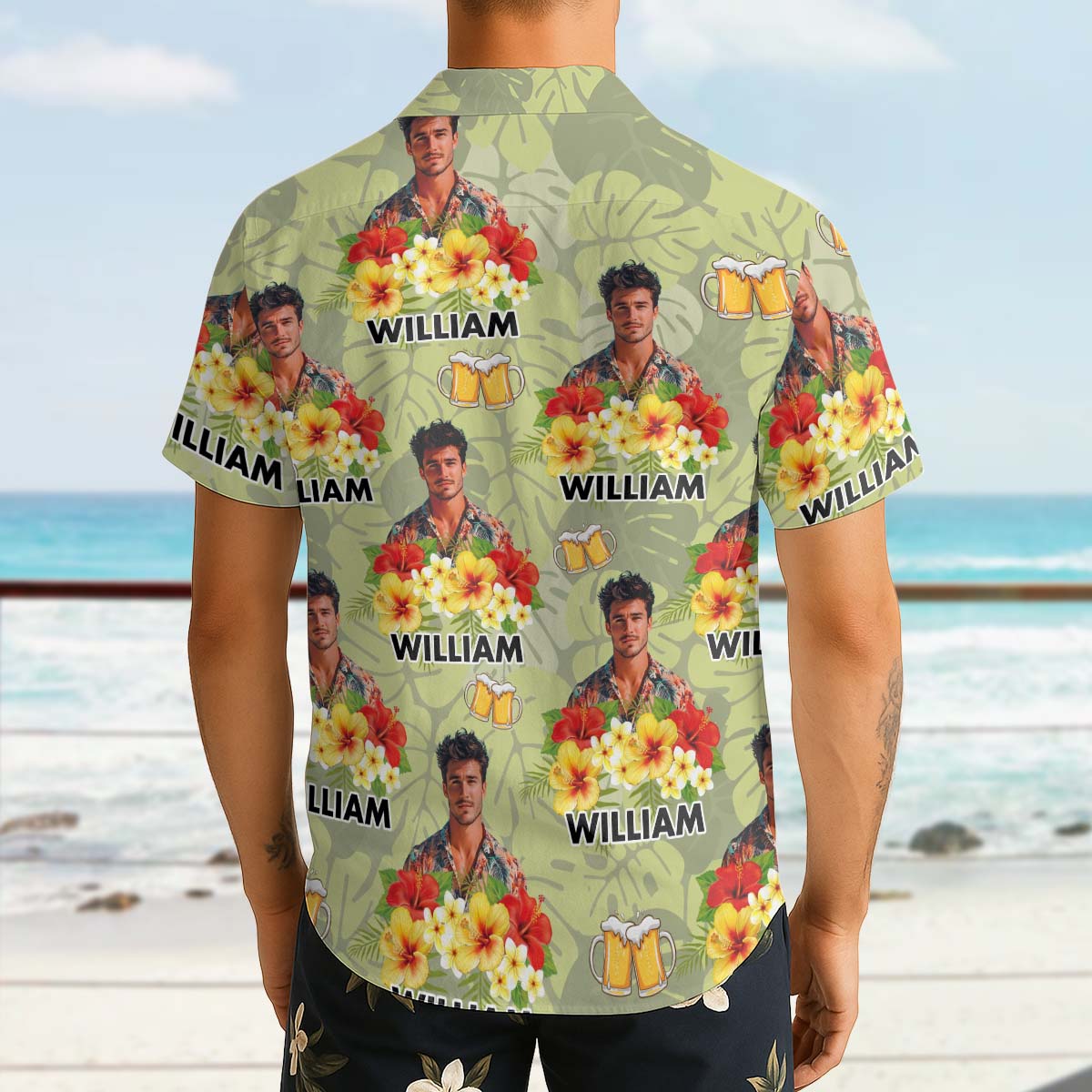 Custom Photo Drinkin' & Cheerin' - Personalized Customized Hawaiian Shirt