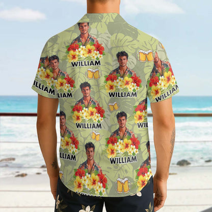 Custom Photo Drinkin' & Cheerin' - Personalized Customized Hawaiian Shirt
