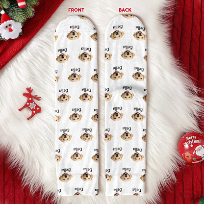 Custom Pet Portrait Socks ? Personalized Dog/Cat/Person Photo & Name Gift