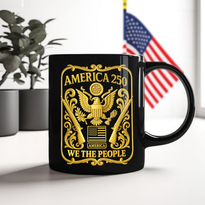 1776 - 2026 America 250th Anniversary Black Mug