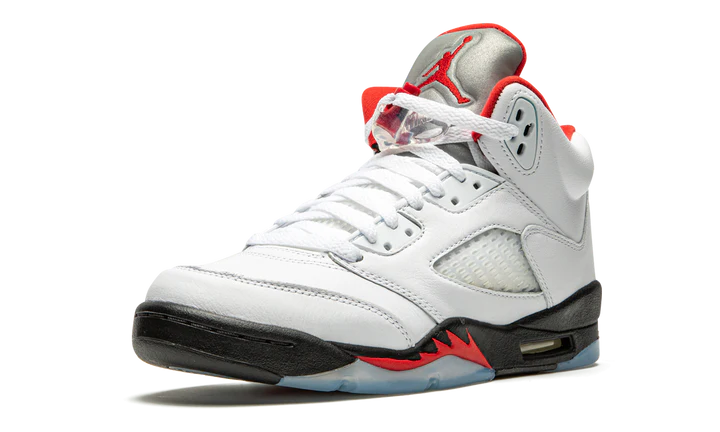 Men's Nike Air Jordan 5 Retro Fire Red Silver Tongue Shoes