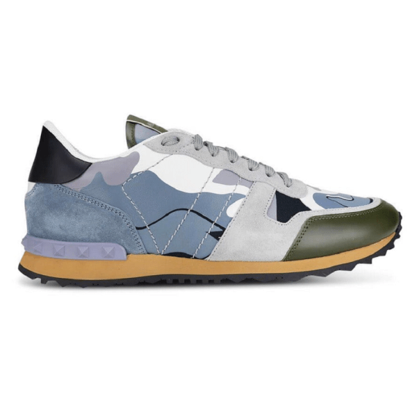Men's Valentino Camo Rock Runners Grey Olive Sneakers