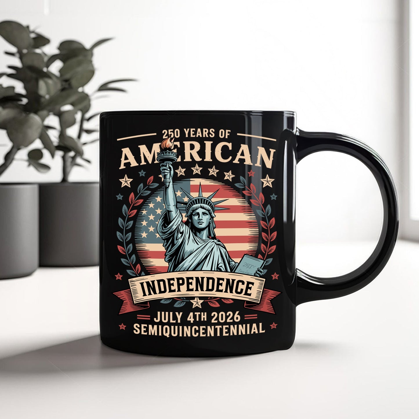 250 Year Of American Independence Black Mug