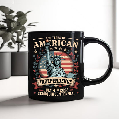 250 Year Of American Independence Black Mug