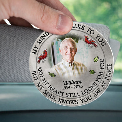 Custom Photo My Mind Still Talk To You - Personalized Car Visor Clip - Special Gift For Family Members