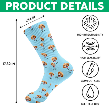 Custom Pet Portrait Socks ? Personalized Dog/Cat/Person Photo & Name Gift