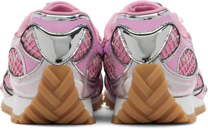 Men’s Bottega Veneta Orbit Flash Suede-Trimmed Veneta Pink Sneakers