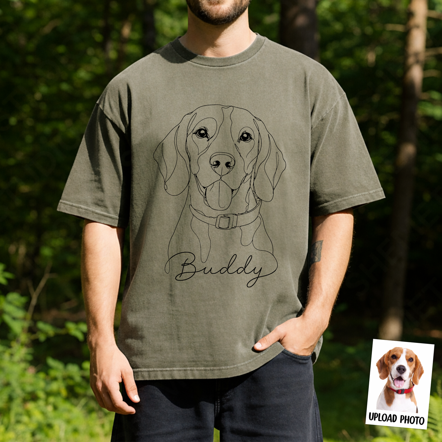 Custom Dog Cat Photo Portrait Line Art Shirt - Personalized Pet Lover Gift