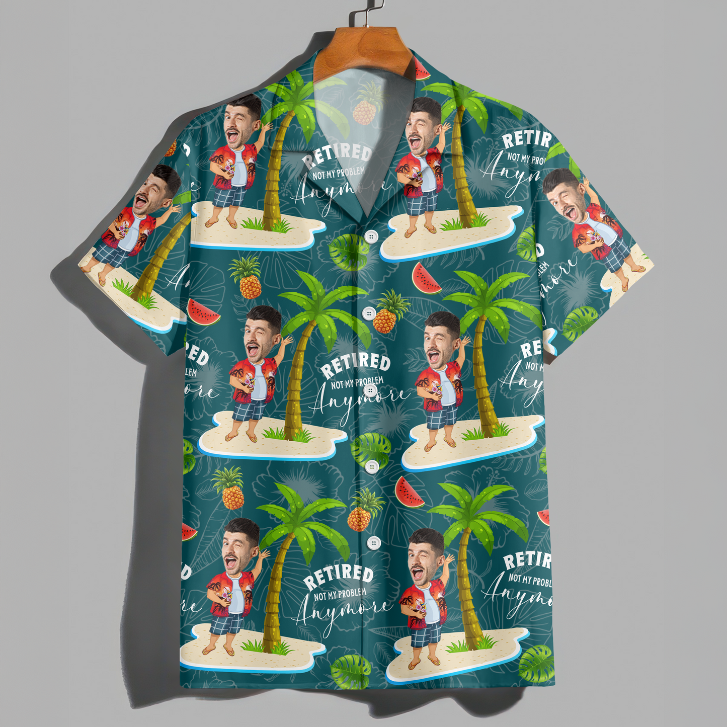 Custom Face All Over Print Hawaiian Shirt Personalized Retirement Gift for Dad