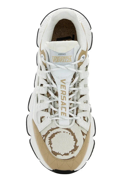 Men's Versace Men's Trigreca Lace Up Barocco Print White Sneakers