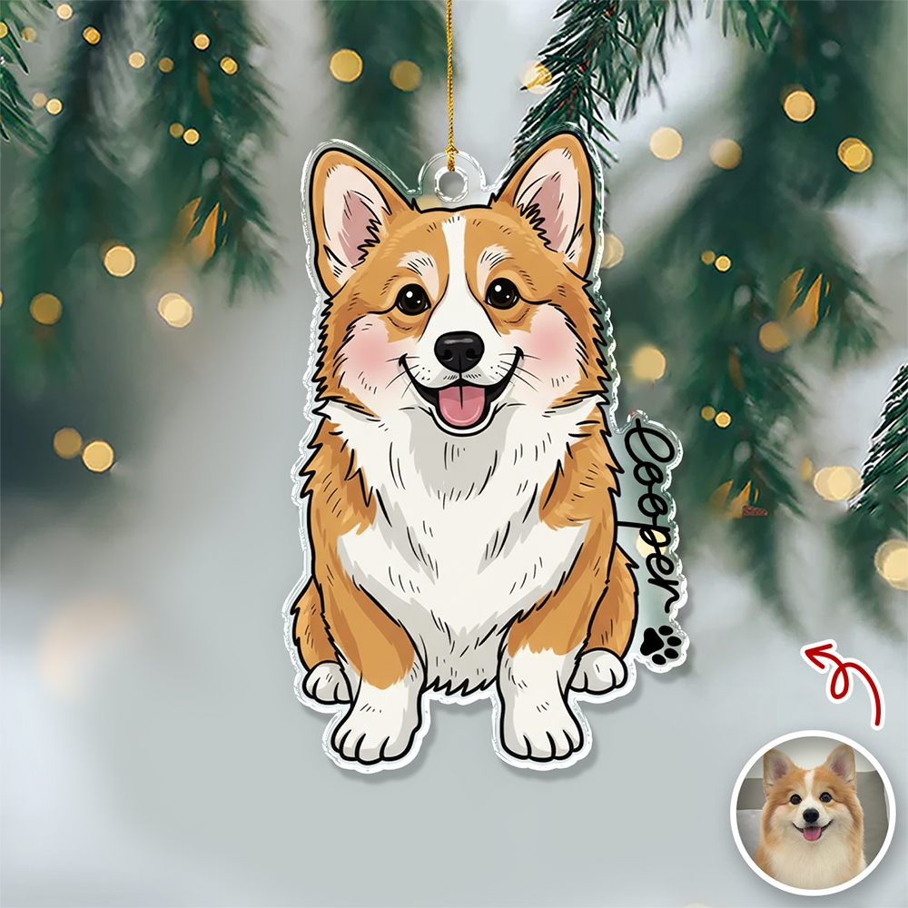 Custom Cute Dog Photo Portrait Christmas Decoration Acrylic Ornament
