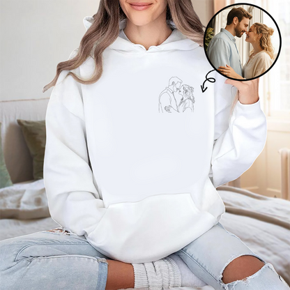 Custom Portrait Photo Drawing Style Couple Bright Shirt Gift For Valentine's Day