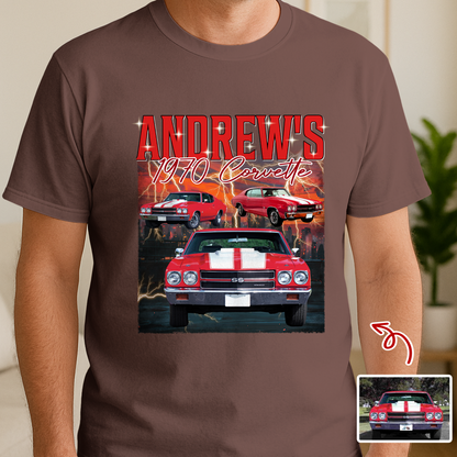 Custom Photo Classic Car Portrait Retro Style Comfort Shirt