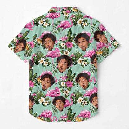 Custom Photo With Beloved Ones Flamingo Theme - Personalized Customized Hawaiian Shirt