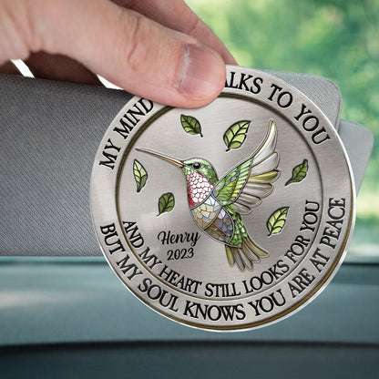 Memorial My Mind Still Talk To You - Personalized Car Visor Clip - Meaningful Gift For Family Members, Mom, Dad