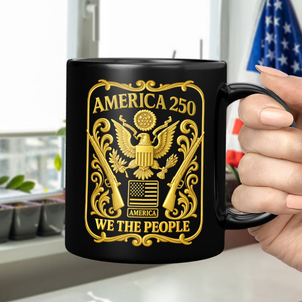 1776 - 2026 America 250th Anniversary Black Mug