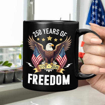 America Eagles 250 Years Of Freedom Black Mug