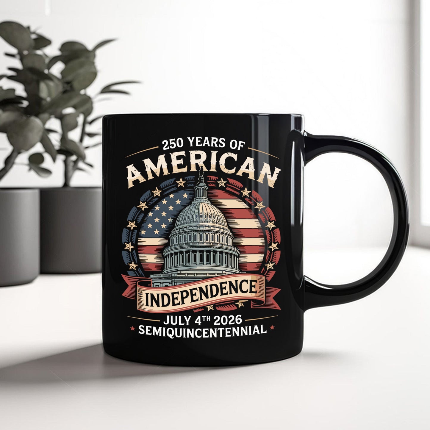 250 Years Of America Black Mug