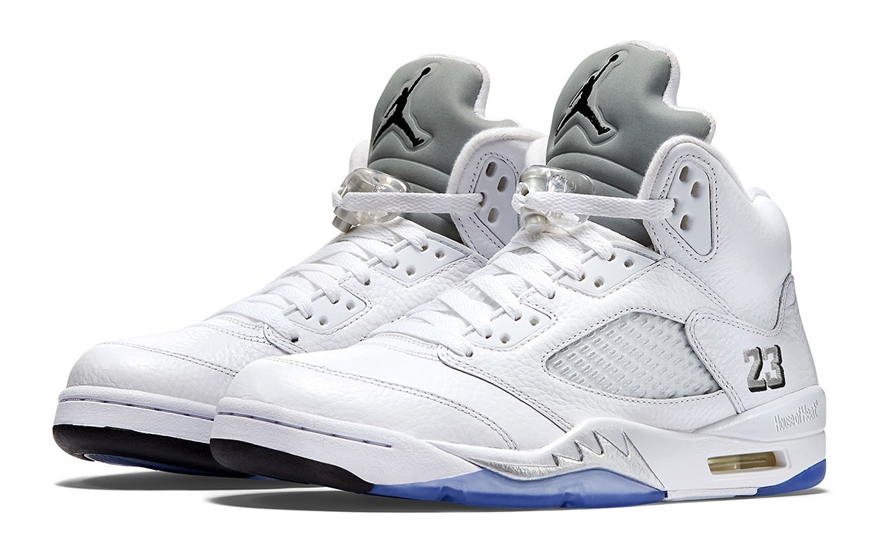 Men's Nike Air Jordan 5 Retro White Metallic Shoes