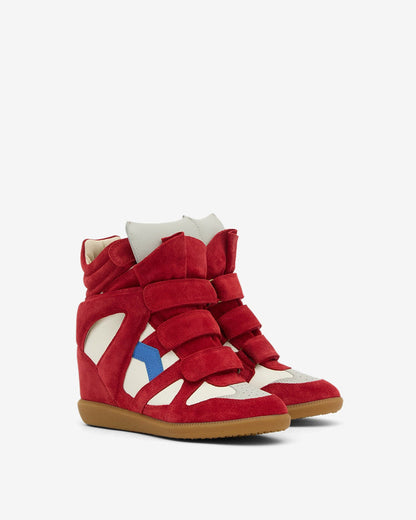 Men's Isabel Marant Bekett Hidden Wedge High Top Red Sneakers