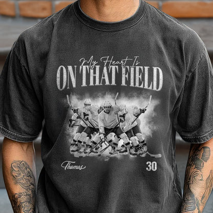 Custom Photo My Heart Is On That Field Retro Vintage Portrait Comfort Shirt