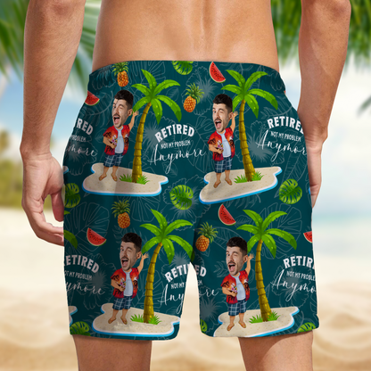 Custom Face All Over Print Beach Short Personalized Retirement Gift for Dad