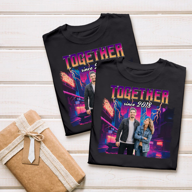 Custom Photo Personalized T Shirt - Together Since Hip Hop Retro Style - Birthday, Anniversary Gift For Couple