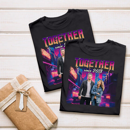 Custom Photo Personalized T Shirt - Together Since Hip Hop Retro Style - Birthday, Anniversary Gift For Couple