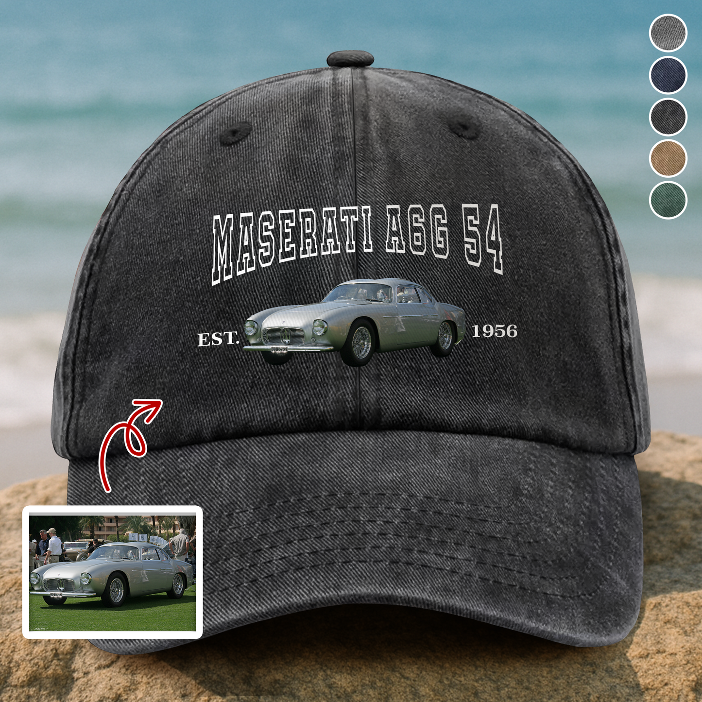 Custom Car Photo Personalized Washed Denim Baseball Cap