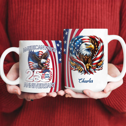 Custom Name American Pride Patriotic 250th Anniversary Eagle Mug