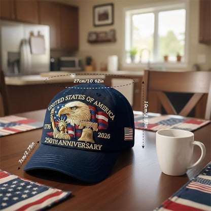 Bald Eagle United States Of America 250th Anniversary Embroidered Cap