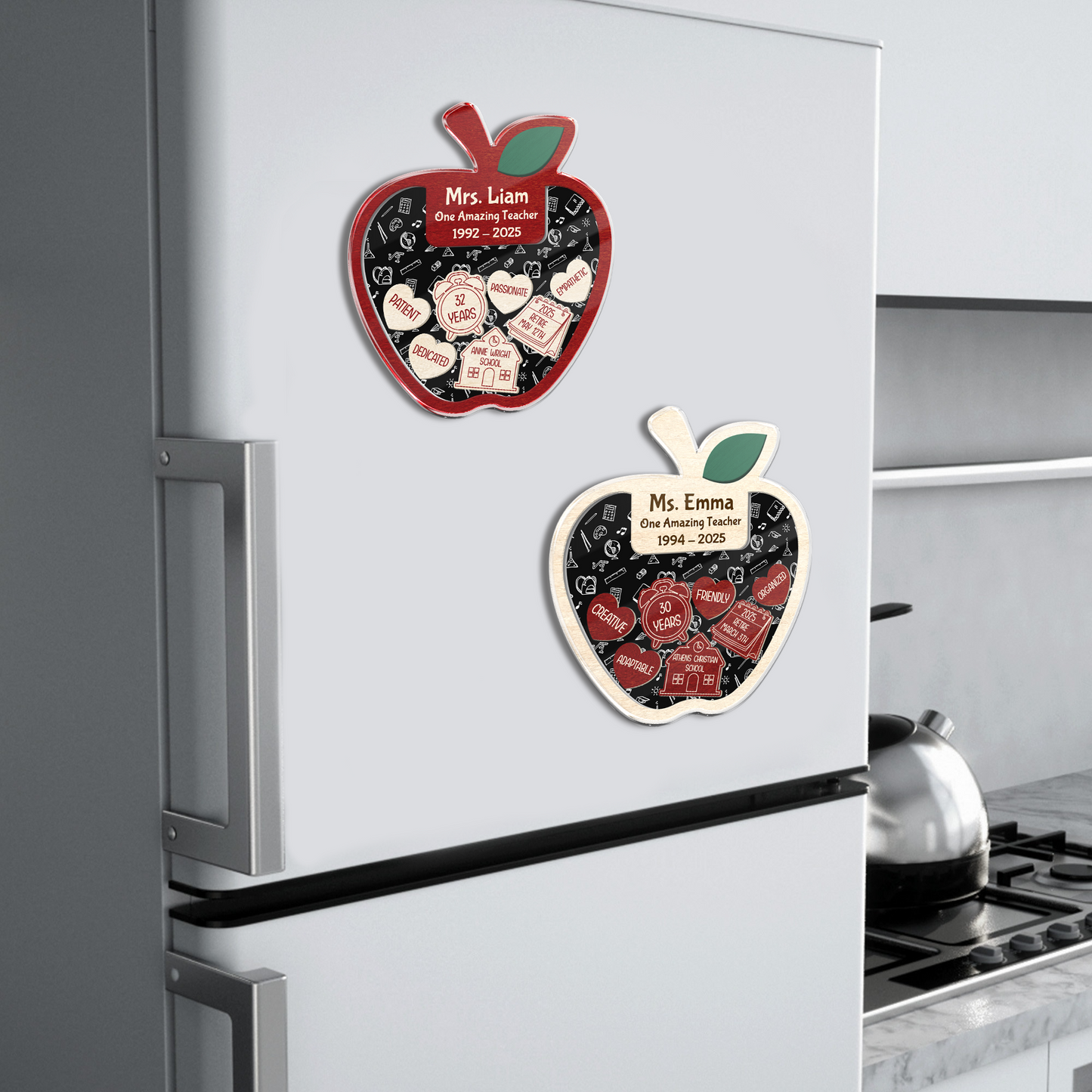 Personalized  Teacher Retirement Acrylic Apple Shaking Magnet Gift From Student