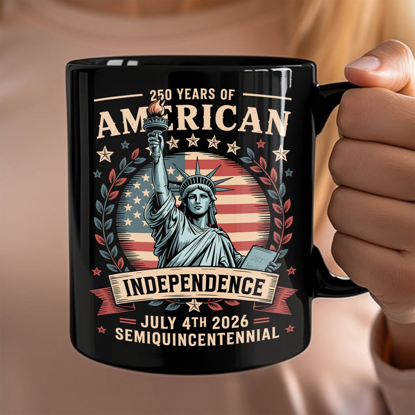 250 Year Of American Independence Black Mug