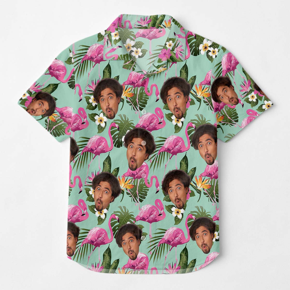 Custom Photo With Beloved Ones Flamingo Theme - Personalized Customized Hawaiian Shirt