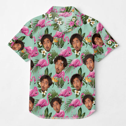 Custom Photo With Beloved Ones Flamingo Theme - Personalized Customized Hawaiian Shirt